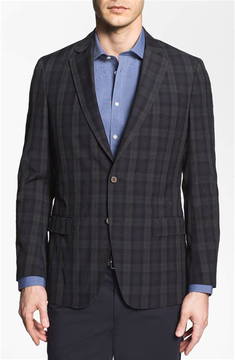 michael kors wool plaid coat grey black